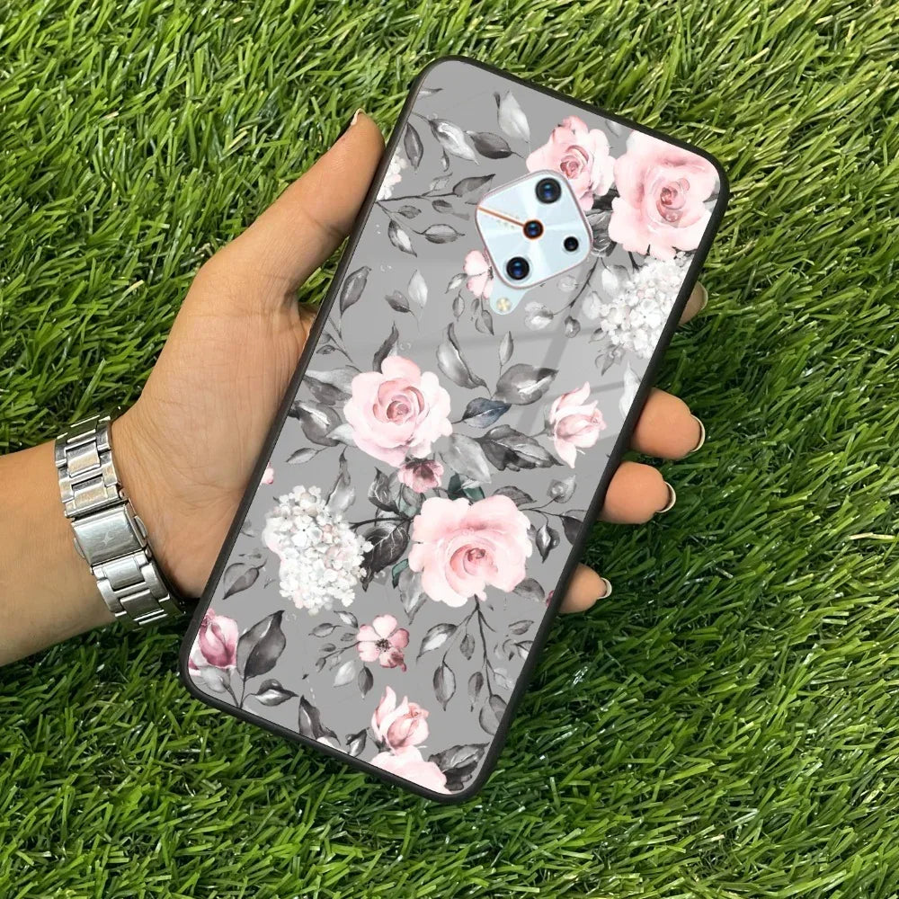 Retro Floral Glossy Glass Case Cover V2 For Vivo - ShopOnCliQ