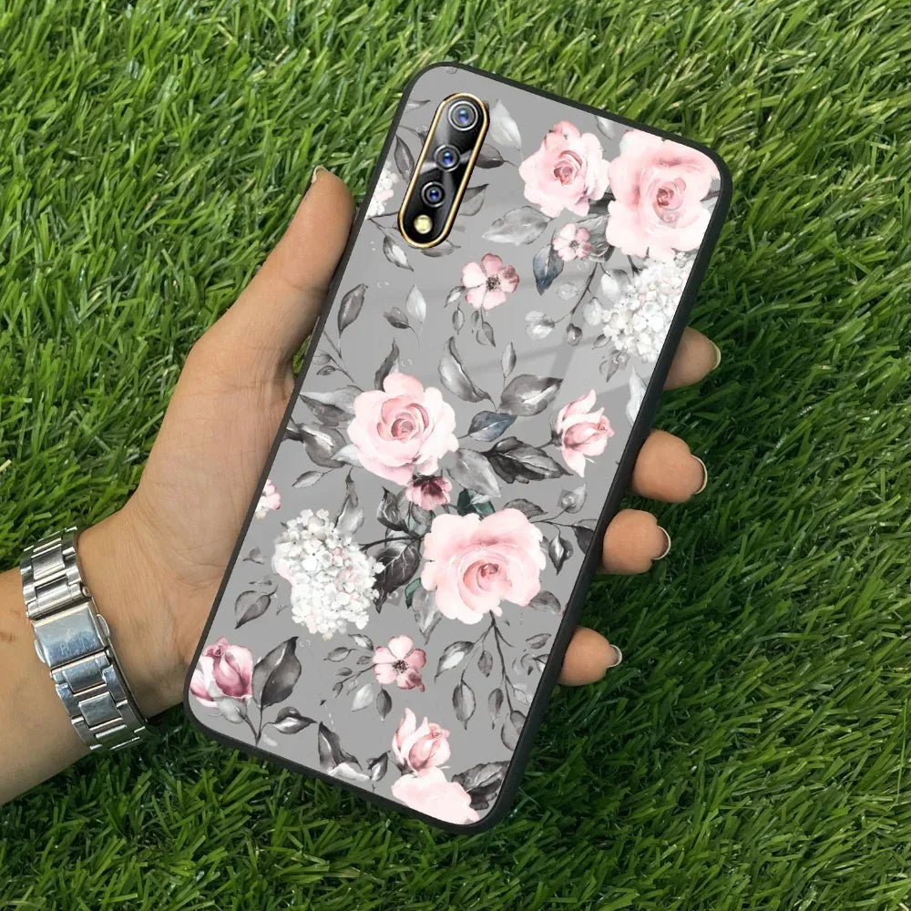 Retro Floral Glossy Glass Case Cover V2 For Vivo - ShopOnCliQ