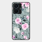 Retro Floral Glossy Glass Case Cover V2 For Vivo T1 44W 4G