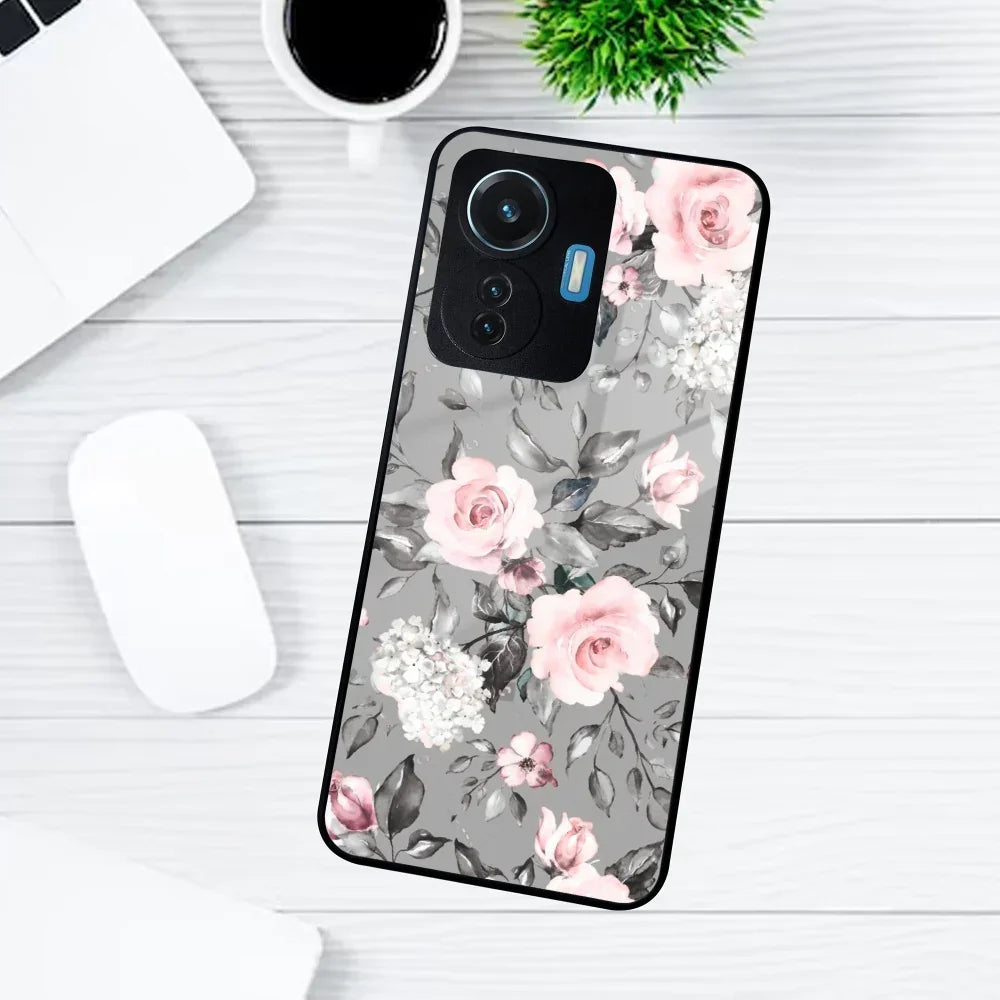 Retro Floral Glossy Glass Case Cover V2 For Vivo - ShopOnCliQ