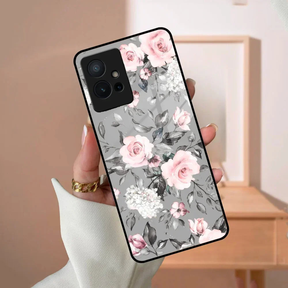 Retro Floral Glossy Glass Case Cover V2 For Vivo - ShopOnCliQ