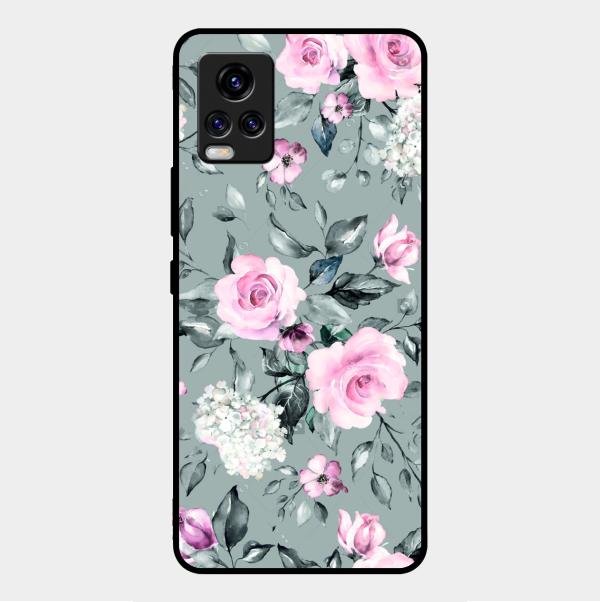 Retro Floral Glossy Glass Case Cover V2 For Vivo V20 Pro 5G