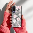 Retro Floral Glossy Glass Case Cover V2 For Vivo - ShopOnCliQ