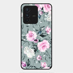 Retro Floral Glossy Glass Case Cover V2 For Vivo V23 5G