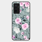 Retro Floral Glossy Glass Case Cover V2 For Vivo V23E 5G
