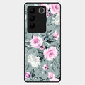 Retro Floral Glossy Glass Case Cover V2 For Vivo V27 5G