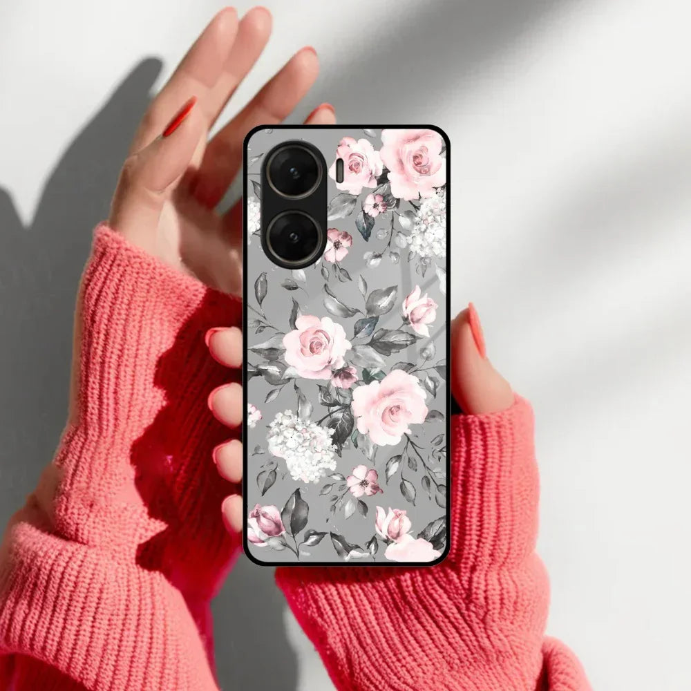 Retro Floral Glossy Glass Case Cover V2 For Vivo - ShopOnCliQ
