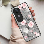 Retro Floral Glossy Glass Case Cover V2 For Vivo - ShopOnCliQ