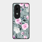 Retro Floral Glossy Glass Case Cover V2 For Vivo V40E 5G