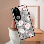 Retro Floral Glossy Glass Case Cover V2 For Vivo - ShopOnCliQ