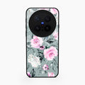 Retro Floral Glossy Glass Case Cover V2 For Vivo X300 Pro 5G