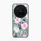 Retro Floral Glossy Glass Case Cover V2 For Vivo X300 Pro 5G