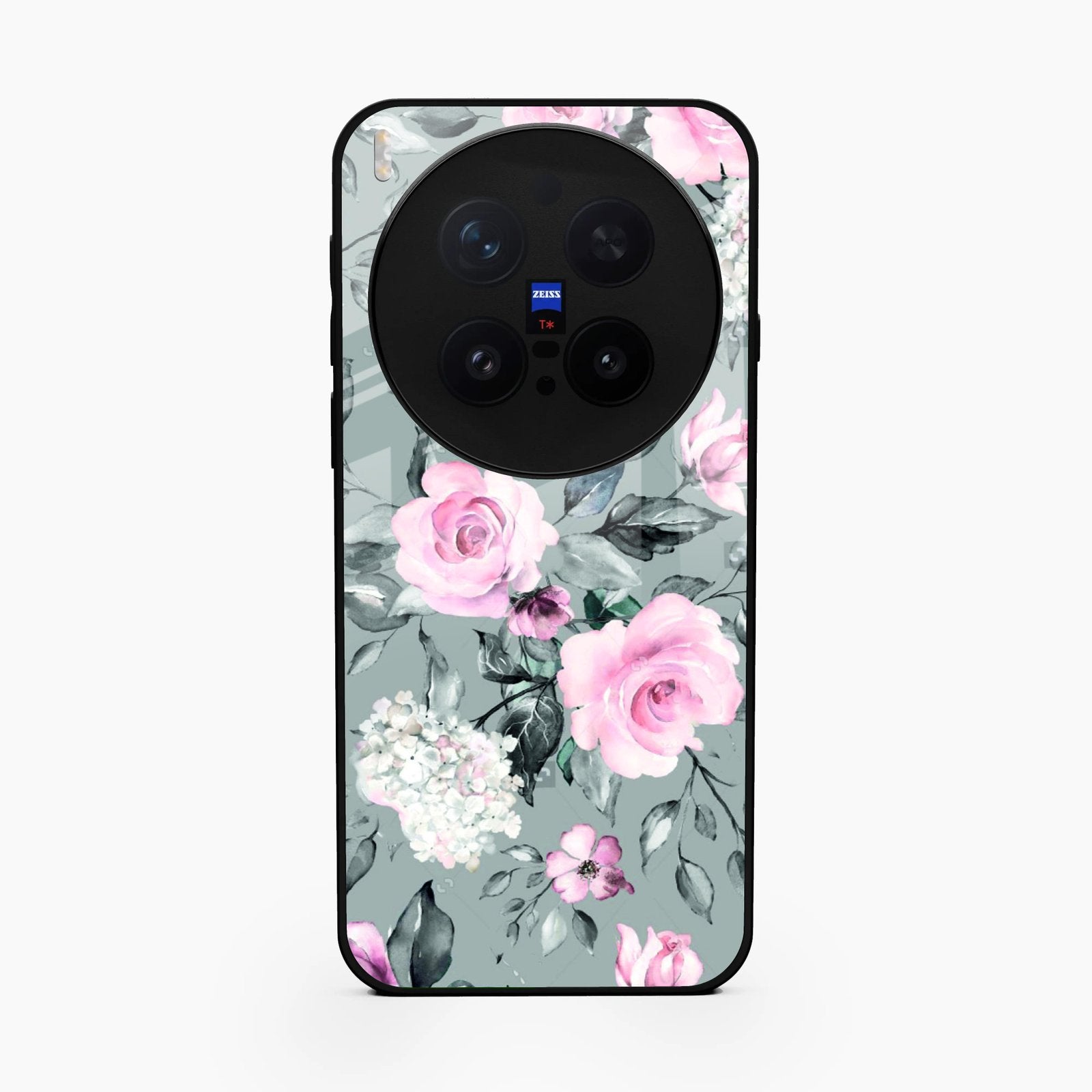 Retro Floral Glossy Glass Case Cover V2 For Vivo X300 Pro 5G