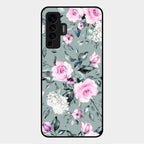 Retro Floral Glossy Glass Case Cover V2 For Vivo X50 5G