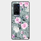 Retro Floral Glossy Glass Case Cover V2 For Vivo X60 Pro Plus 5G