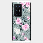 Retro Floral Glossy Glass Case Cover V2 For Vivo X70 Pro Plus 5G