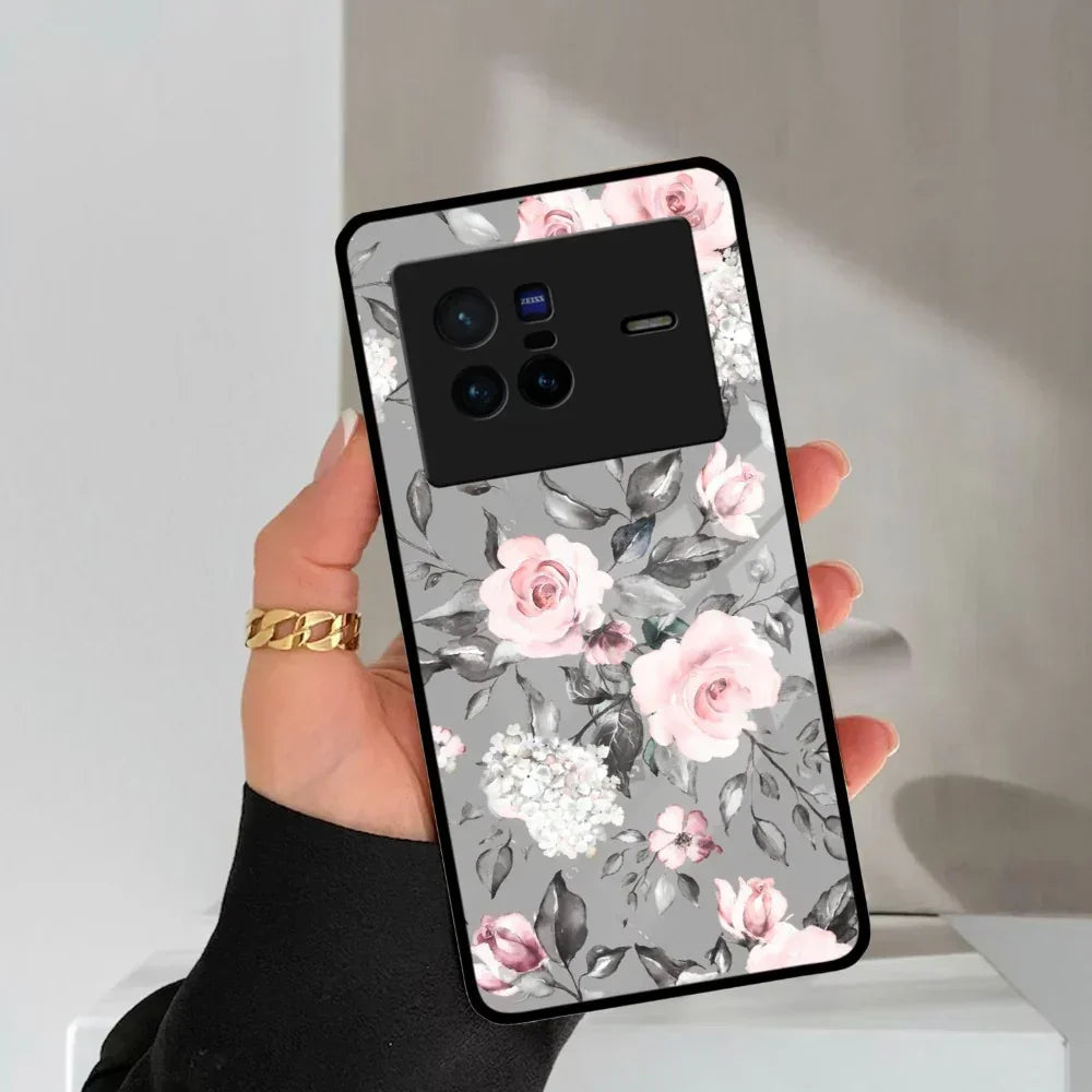 Retro Floral Glossy Glass Case Cover V2 For Vivo - ShopOnCliQ