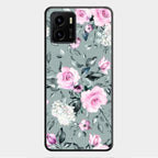 Retro Floral Glossy Glass Case Cover V2 For Vivo Y01