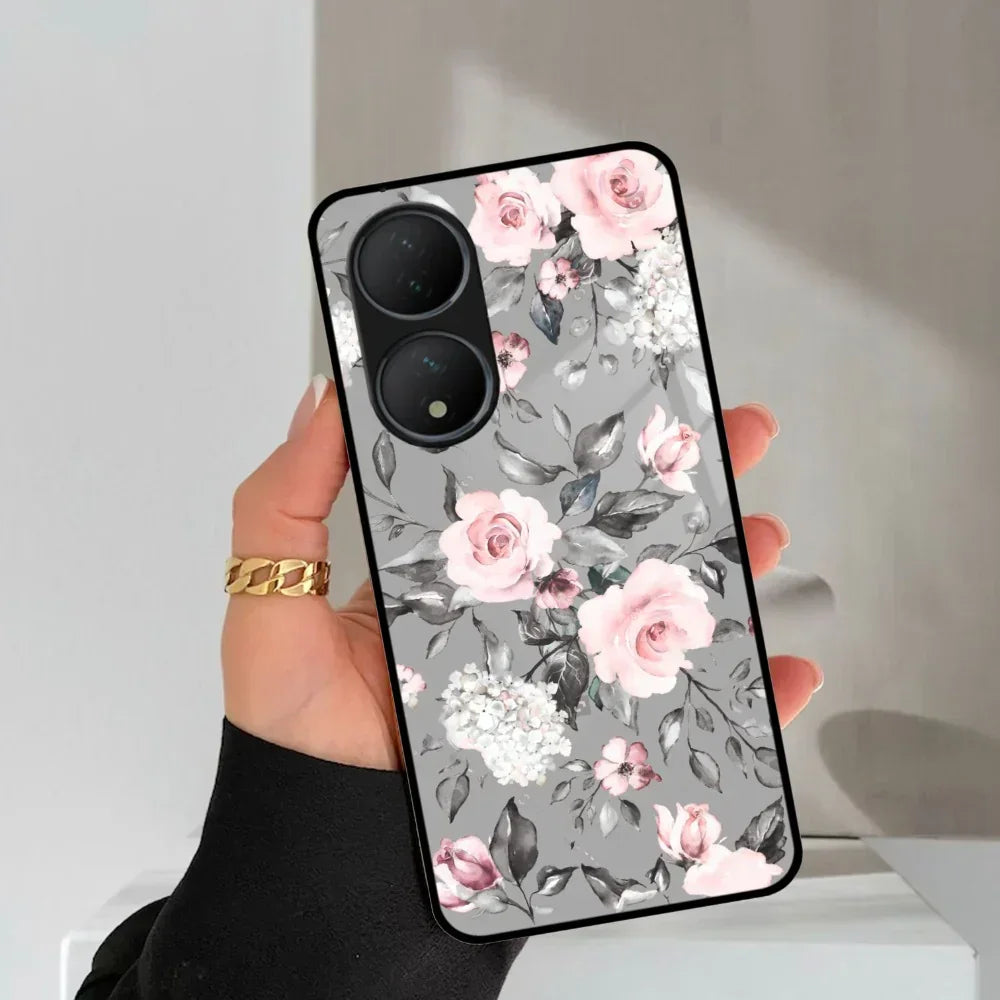 Retro Floral Glossy Glass Case Cover V2 For Vivo - ShopOnCliQ