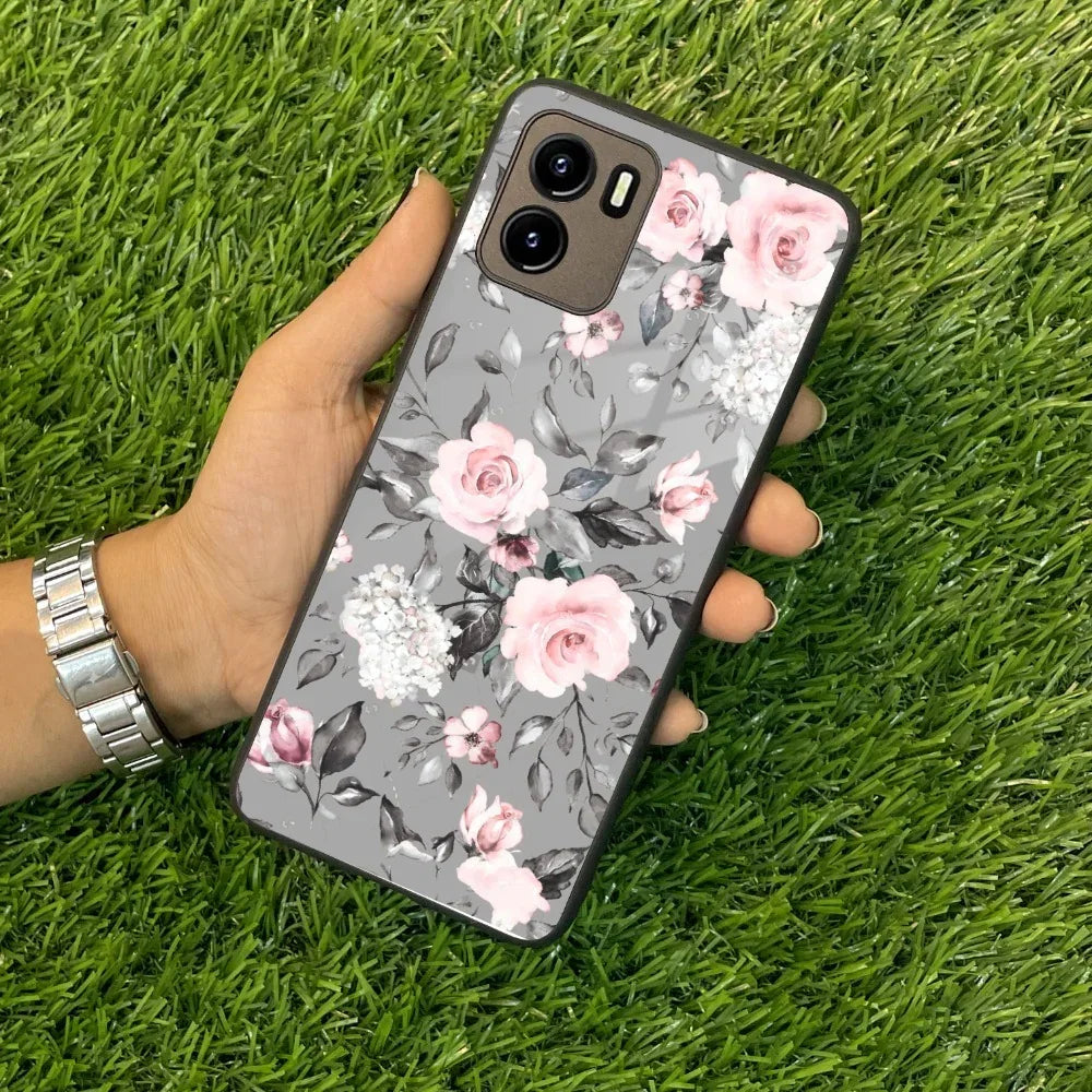 Retro Floral Glossy Glass Case Cover V2 For Vivo - ShopOnCliQ