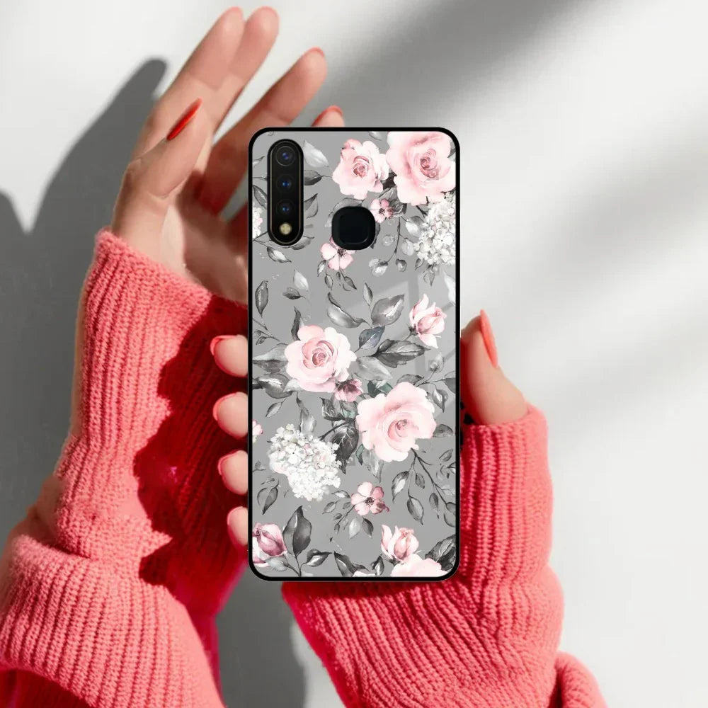Retro Floral Glossy Glass Case Cover V2 For Vivo - ShopOnCliQ