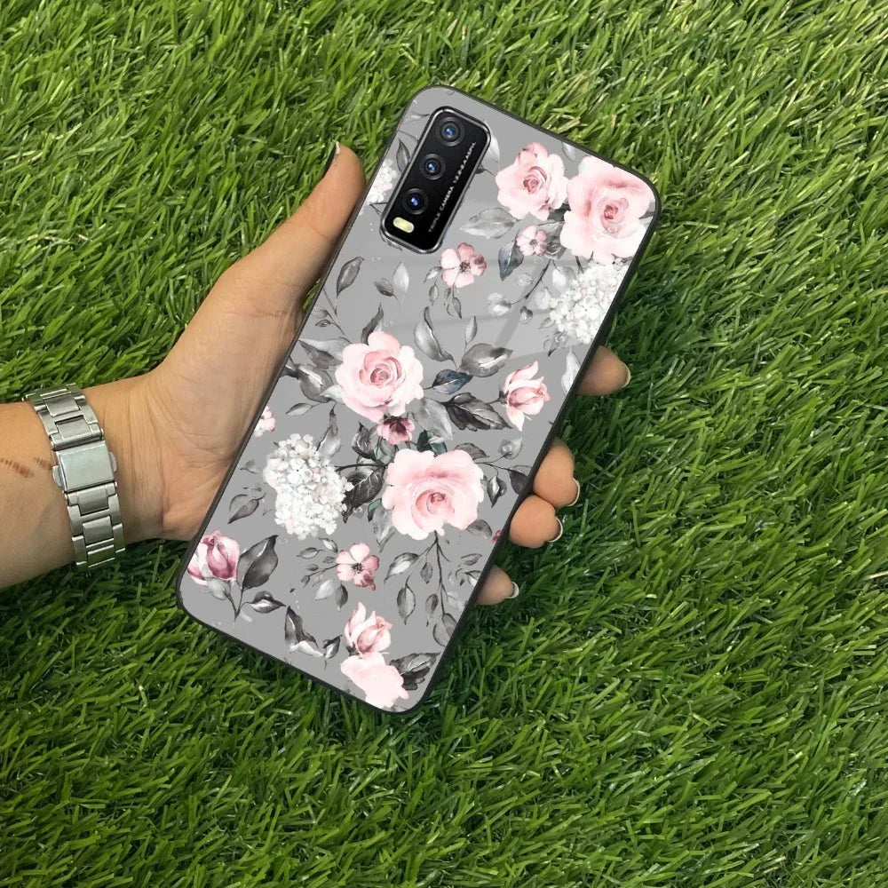 Retro Floral Glossy Glass Case Cover V2 For Vivo - ShopOnCliQ