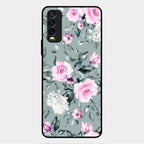 Retro Floral Glossy Glass Case Cover V2 For Vivo Y20T