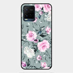 Retro Floral Glossy Glass Case Cover V2 For Vivo Y21T