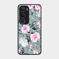 Retro Floral Glossy Glass Case Cover V2 For Vivo Y29 5G