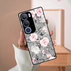 Retro Floral Glossy Glass Case Cover V2 For Vivo - ShopOnCliQ