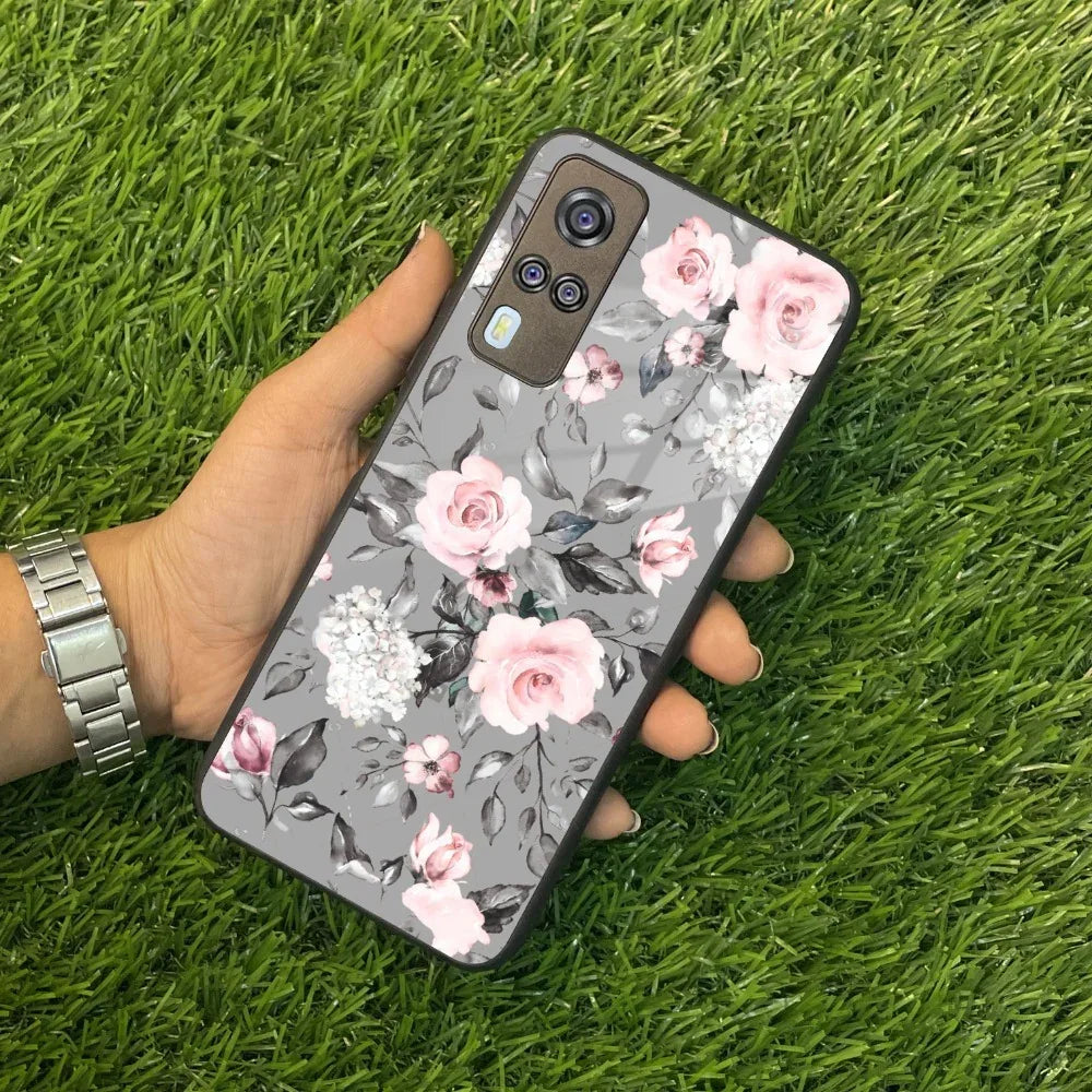 Retro Floral Glossy Glass Case Cover V2 For Vivo - ShopOnCliQ