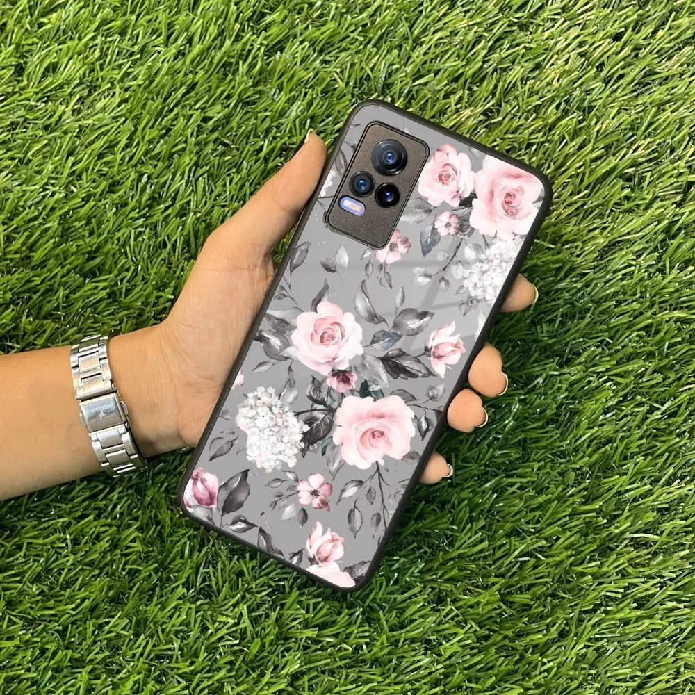 Retro Floral Glossy Glass Case Cover V2 For Vivo - ShopOnCliQ