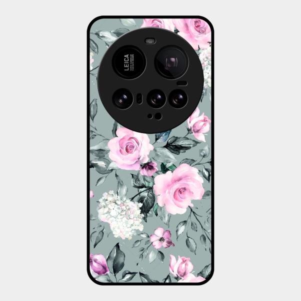 Retro Floral Glossy Glass Case Cover V2 For Xiaomi 15 Ultra 5G