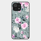 Retro Floral Glossy Glass Case Cover V2 For Xiaomi Mi 11 Lite