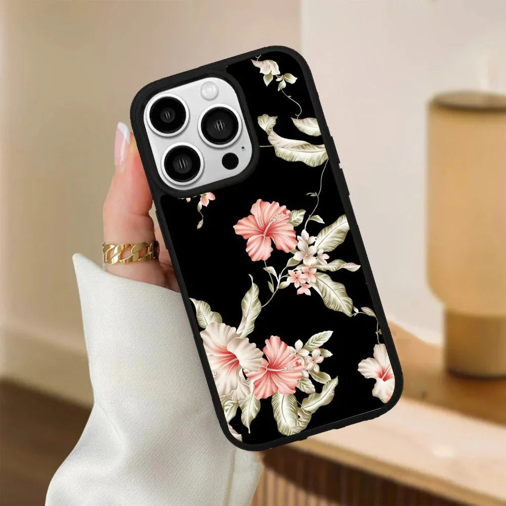 Retro Floral Glossy Metal Case Cover For iPhone - ShopOnCliQ