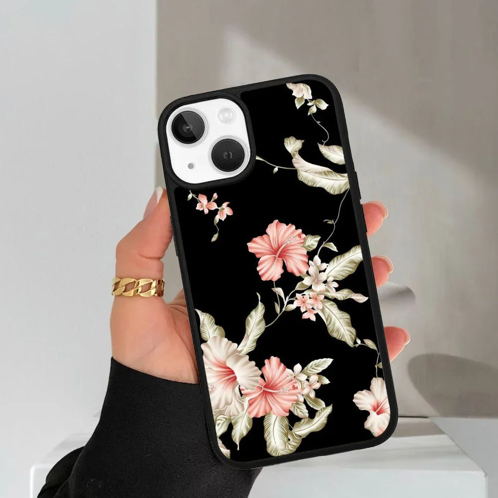 Retro Floral Glossy Metal Case Cover For iPhone - ShopOnCliQ