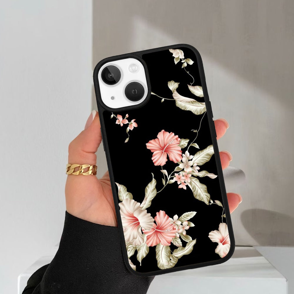 Retro Floral Glossy Metal Case Cover For iPhone