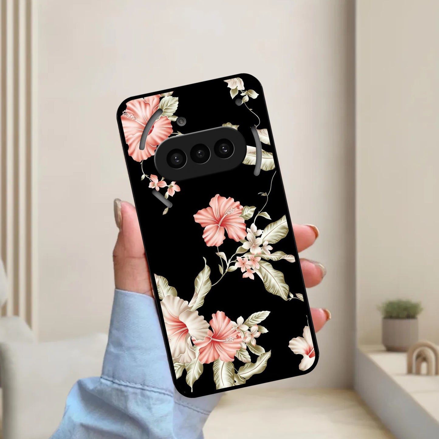 Retro Floral Glossy Metal Case Cover For Nothing