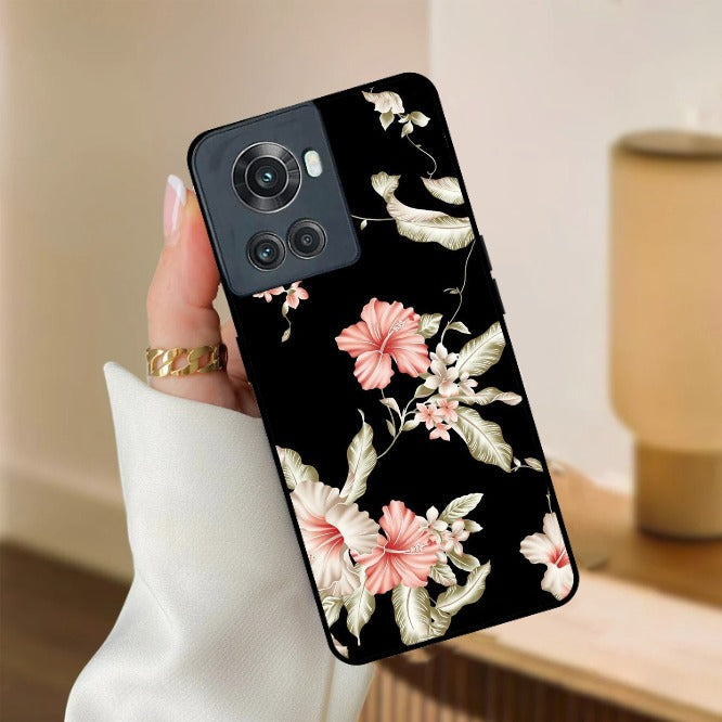 Retro Floral Glossy Metal Case Cover For OnePlus
