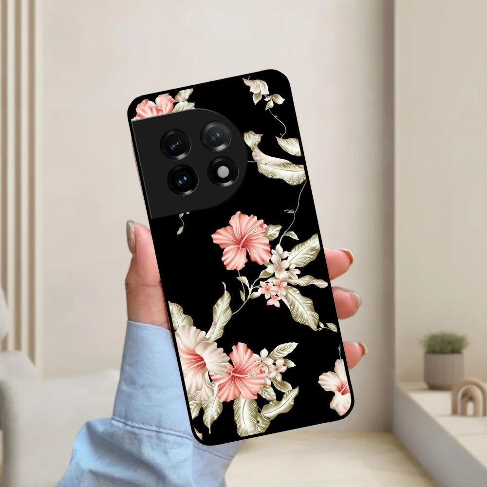 Retro Floral Glossy Metal Case Cover For OnePlus