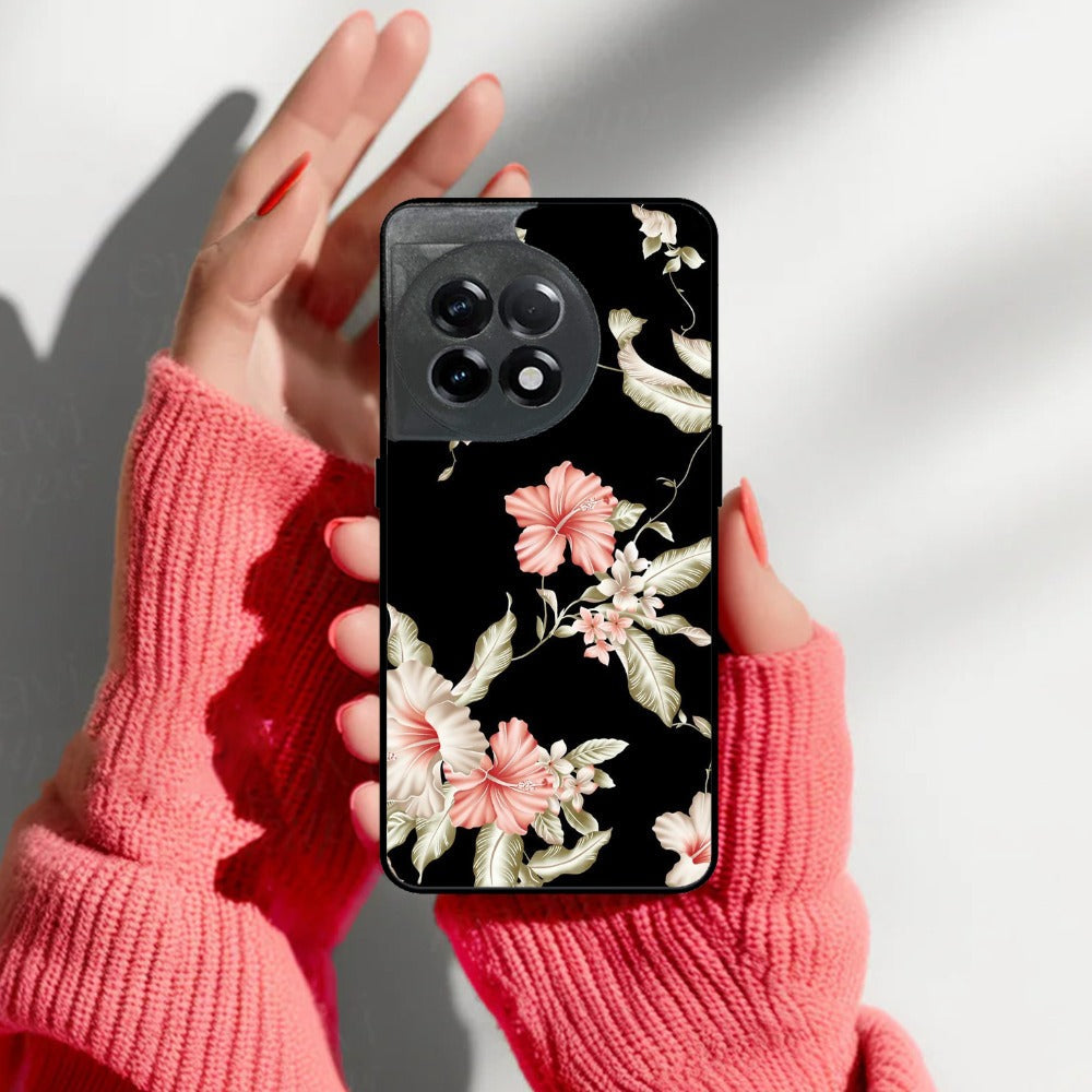 Retro Floral Glossy Metal Case Cover For OnePlus