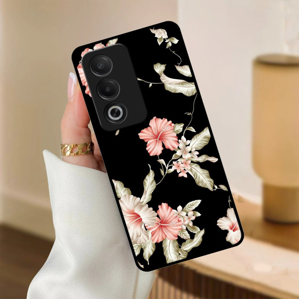 Retro Floral Glossy Metal Case Cover For Oppo