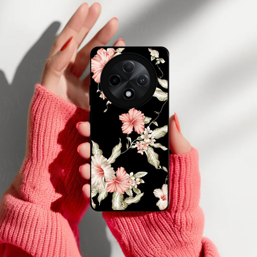 Retro Floral Glossy Metal Case Cover For Oppo