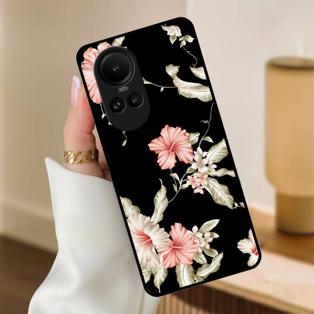 Retro Floral Glossy Metal Case Cover For Oppo