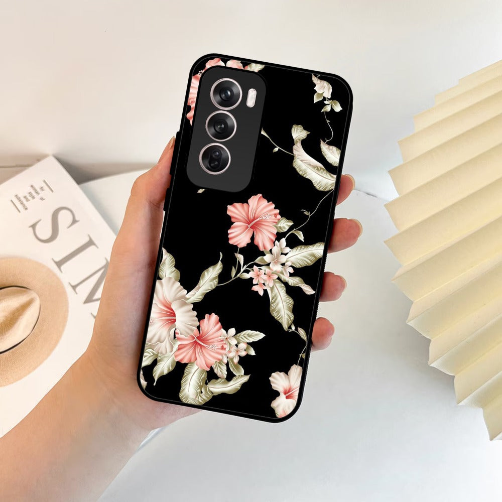 Retro Floral Glossy Metal Case Cover For Oppo