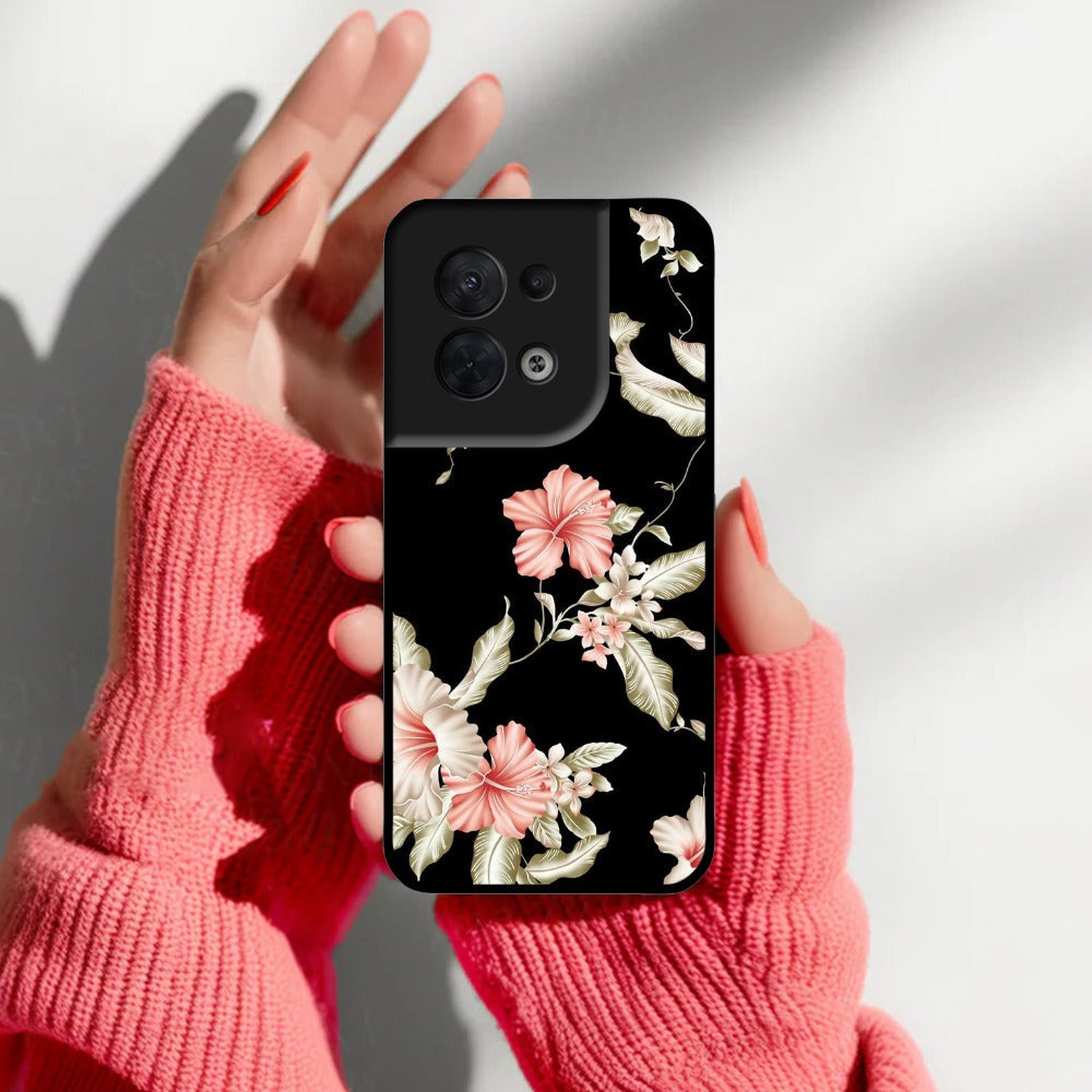 Retro Floral Glossy Metal Case Cover For Oppo