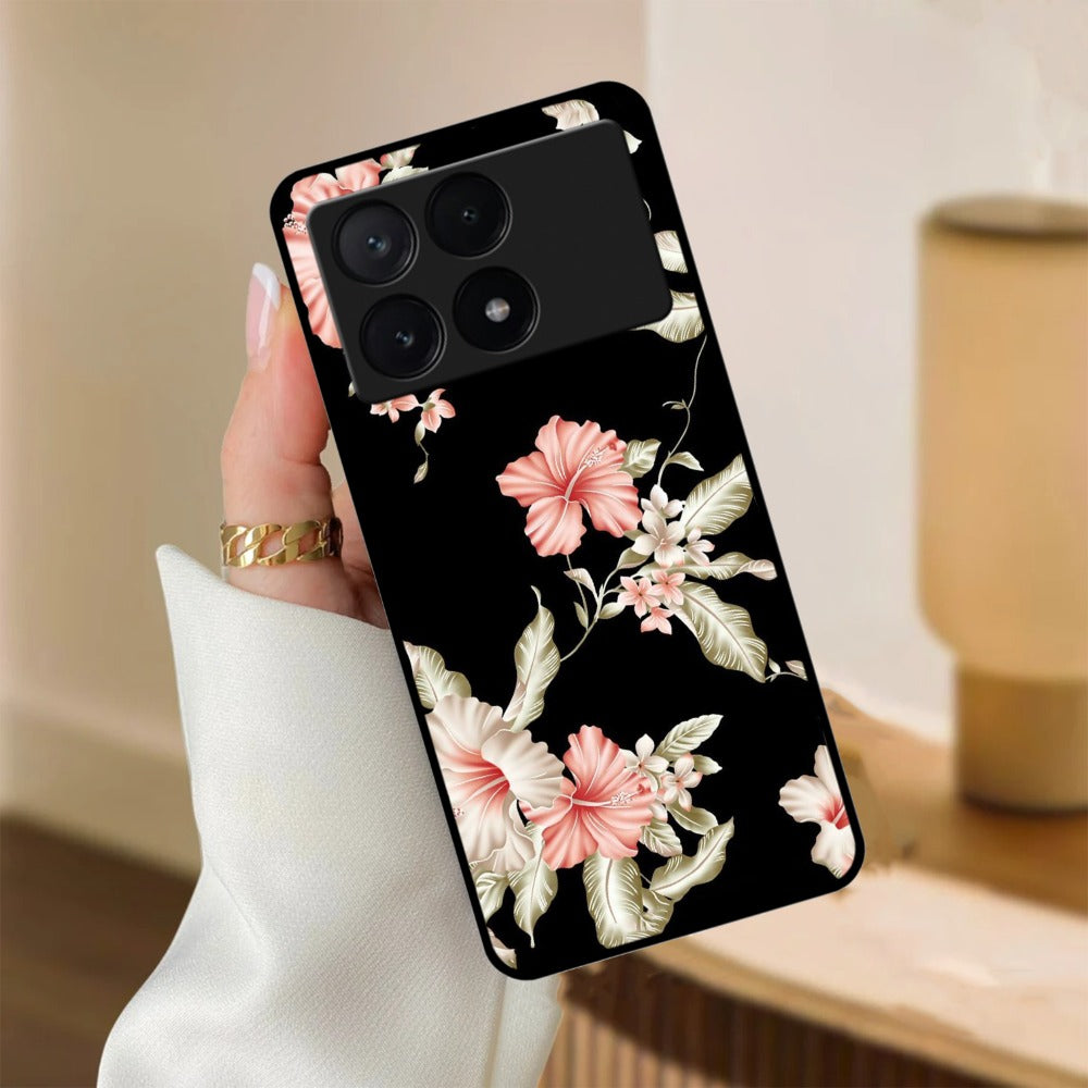 Retro Floral Glossy Metal Case Cover For Poco