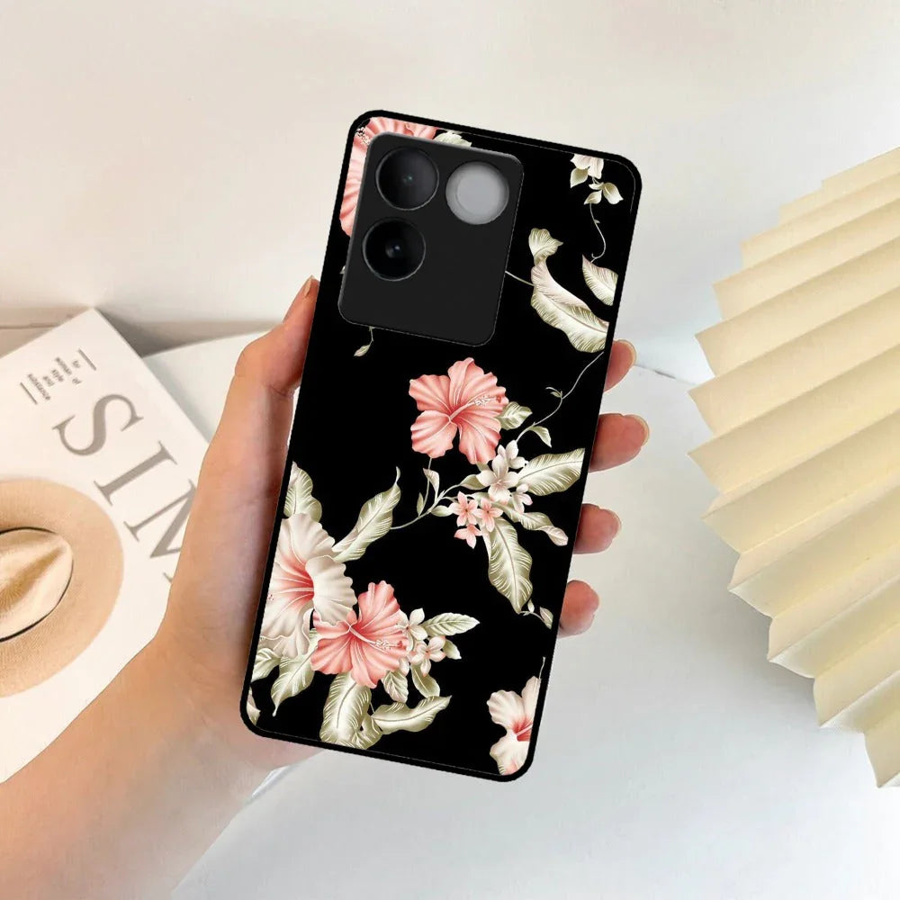 Retro Floral Glossy Metal Case Cover For Vivo - ShopOnCliQ