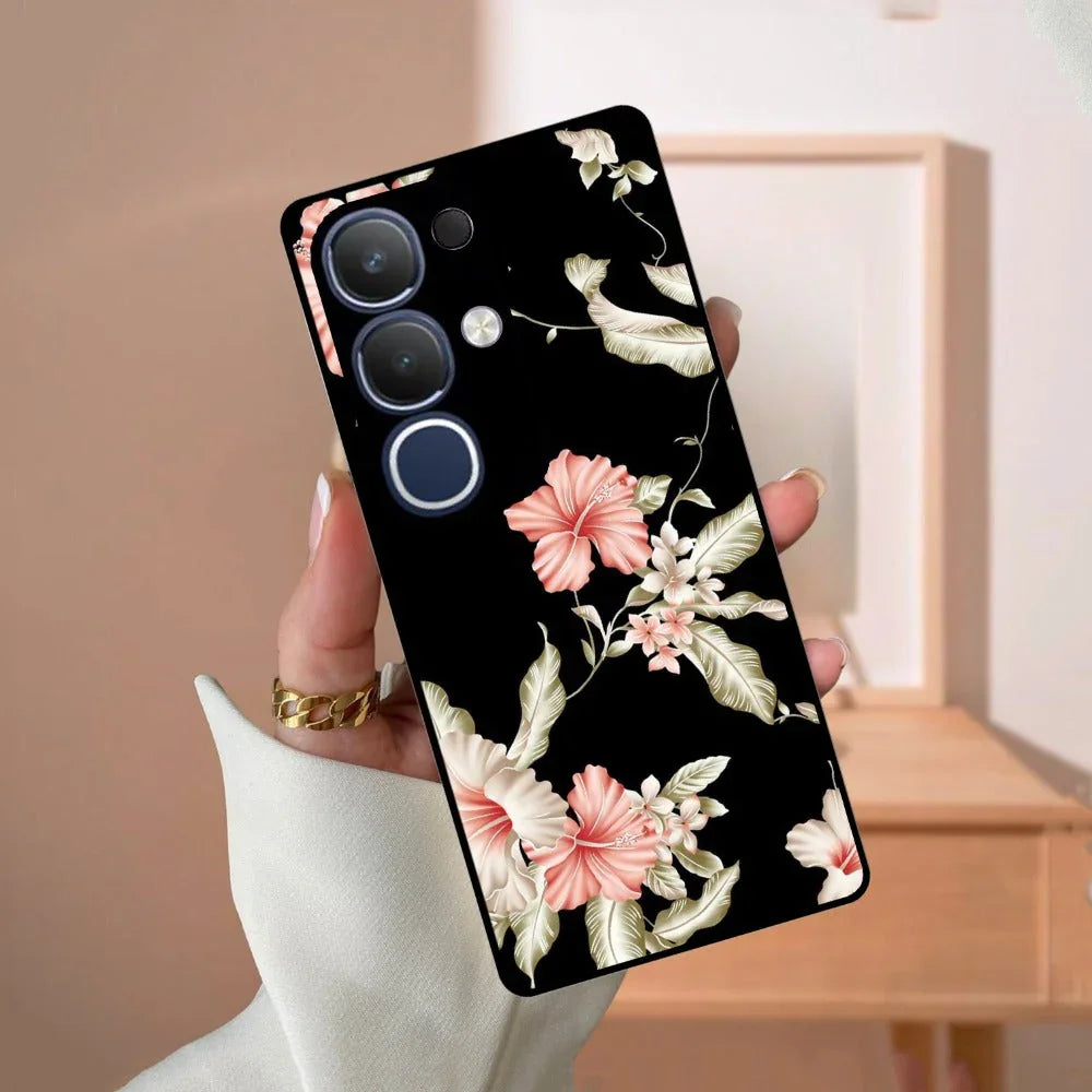 Retro Floral Glossy Metal Case Cover For Vivo - ShopOnCliQ
