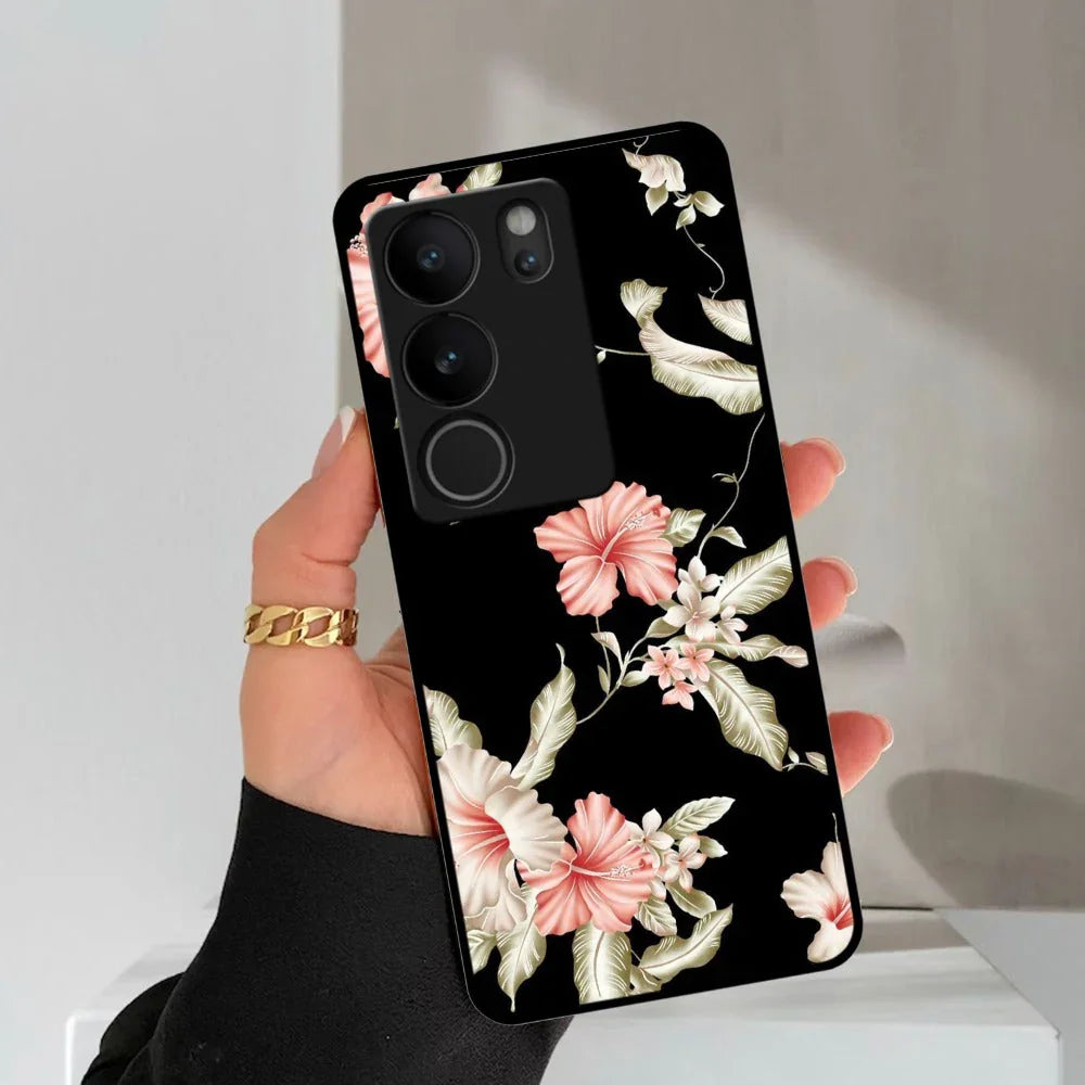 Retro Floral Glossy Metal Case Cover For Vivo - ShopOnCliQ